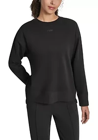 Women's Tonal Embroidered Logo High-Low Crew Neck Pullover