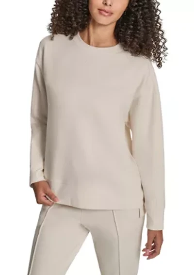 Women's Tonal Embroidered Logo High-Low Crew Neck Pullover