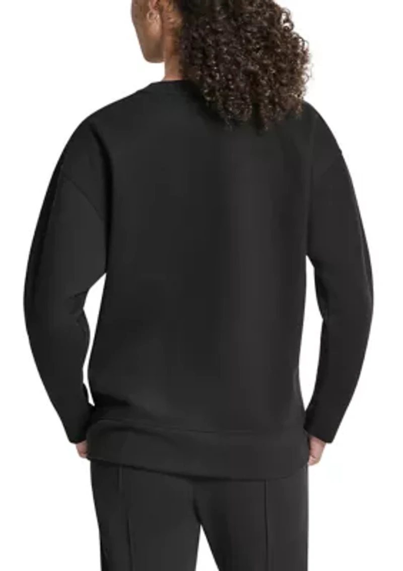 Women's Tonal Embroidered Logo High-Low Crew Neck Pullover