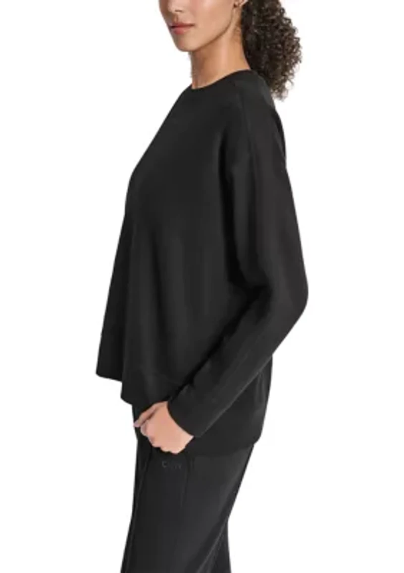 Women's Tonal Embroidered Logo High-Low Crew Neck Pullover