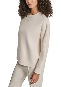 Women's Tonal Embroidered Logo High-Low Crew Neck Pullover