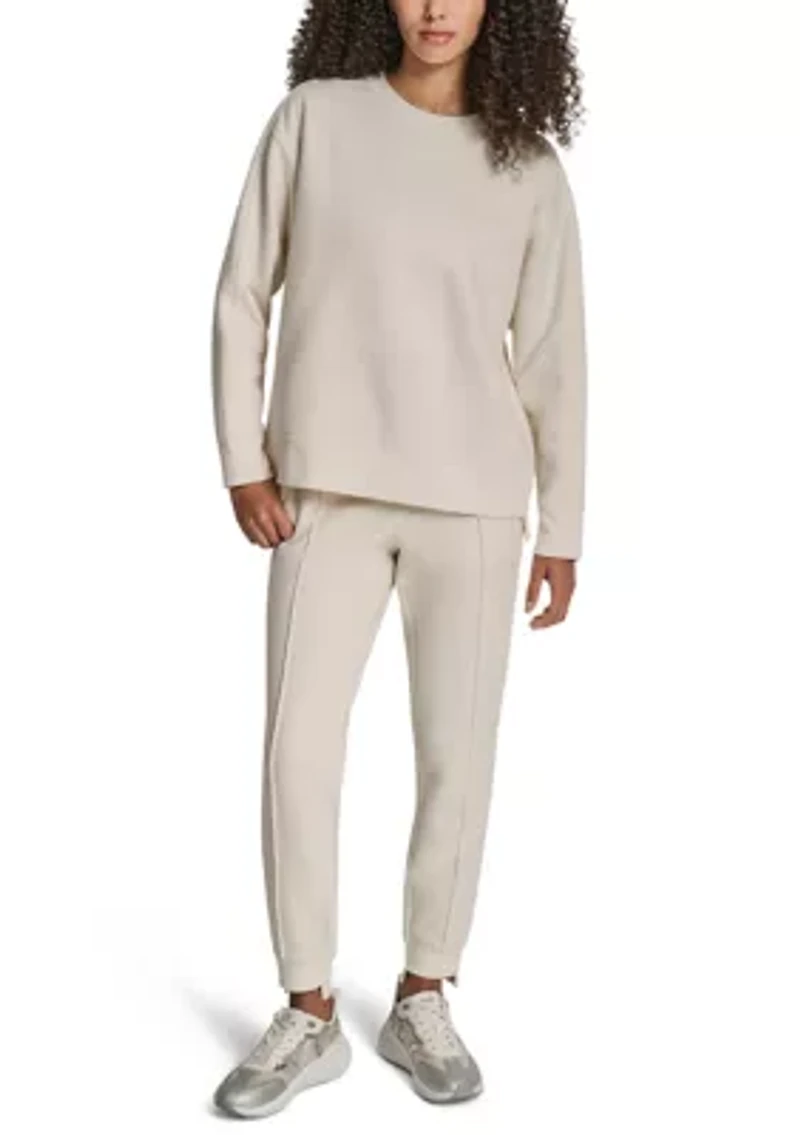 Women's Tonal Embroidered Logo High-Low Crew Neck Pullover