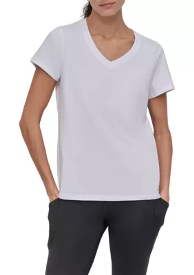 Solid V-Neck T-Shirt with Embroidered Logo