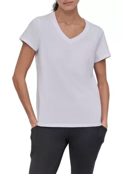 Solid V-Neck T-Shirt with Embroidered Logo