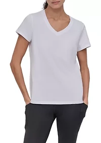 Solid V-Neck T-Shirt with Embroidered Logo