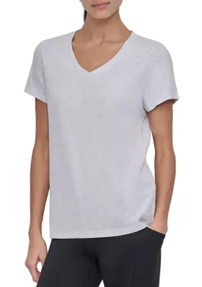 Solid V-Neck T-Shirt with Embroidered Logo