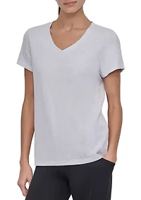 Solid V-Neck T-Shirt with Embroidered Logo
