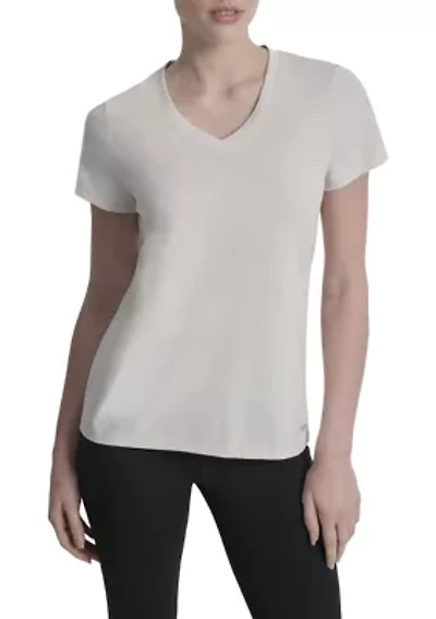 Solid V-Neck T-Shirt with Embroidered Logo