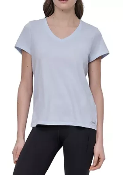 Solid V-Neck T-Shirt with Embroidered Logo