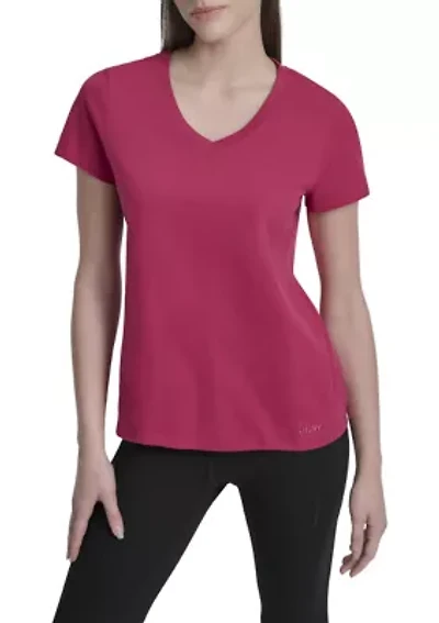 Solid V-Neck T-Shirt with Embroidered Logo