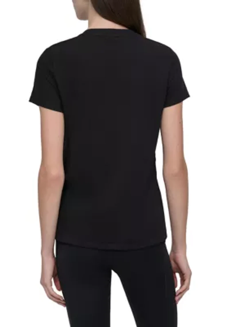 Solid V-Neck T-Shirt with Embroidered Logo