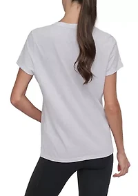 Solid V-Neck T-Shirt with Embroidered Logo