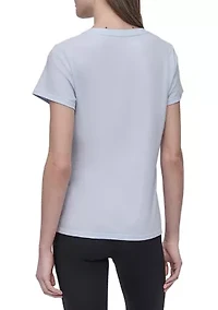 Solid V-Neck T-Shirt with Embroidered Logo