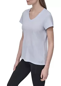 Solid V-Neck T-Shirt with Embroidered Logo