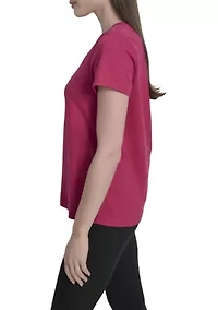 Solid V-Neck T-Shirt with Embroidered Logo