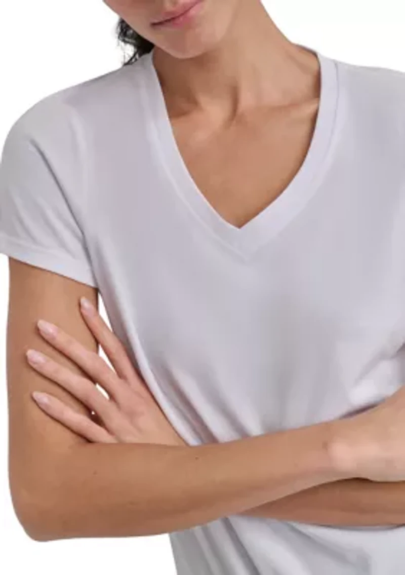 Solid V-Neck T-Shirt with Embroidered Logo