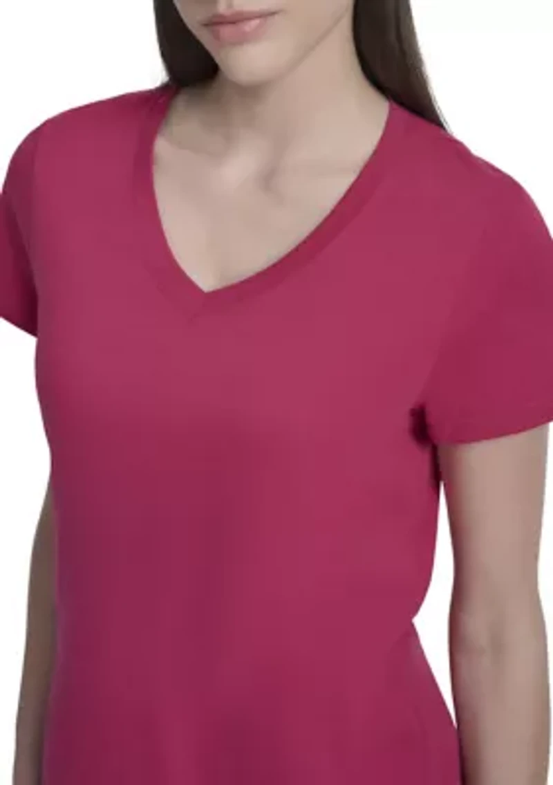 Solid V-Neck T-Shirt with Embroidered Logo