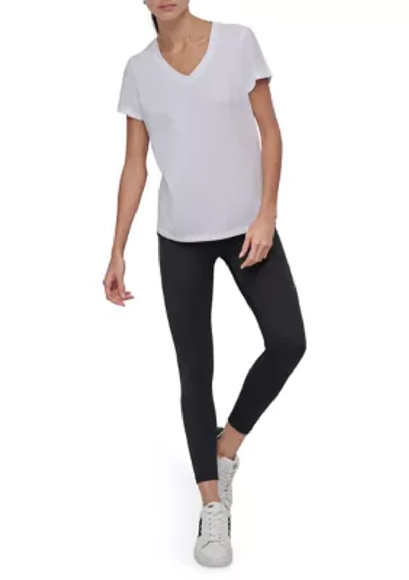 Solid V-Neck T-Shirt with Embroidered Logo