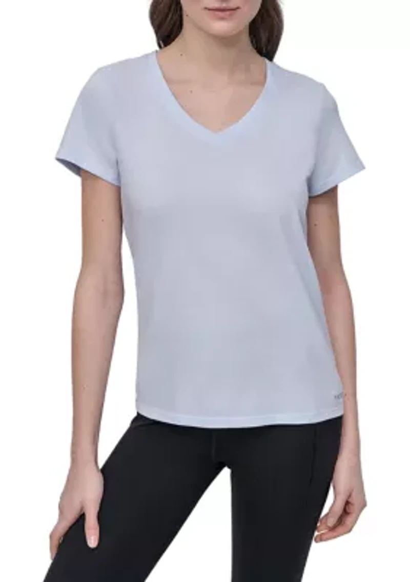 Solid V-Neck T-Shirt with Embroidered Logo