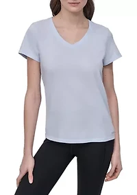 Solid V-Neck T-Shirt with Embroidered Logo
