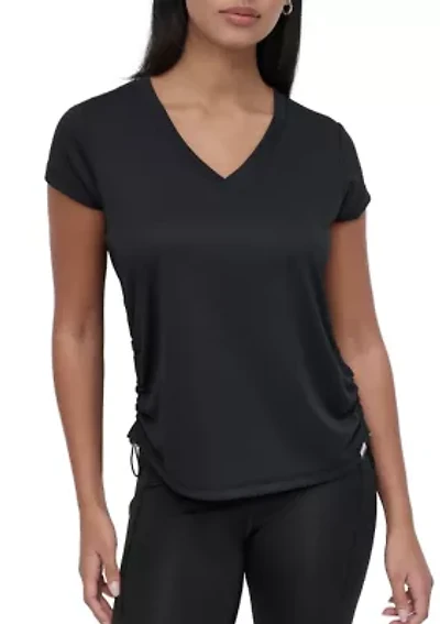 Short Sleeve Tech T-Shirt with Ruched Side Seams