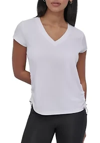 Short Sleeve Tech T-Shirt with Ruched Side Seams