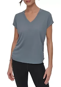 Short Sleeve Tech T-Shirt with Ruched Side Seams