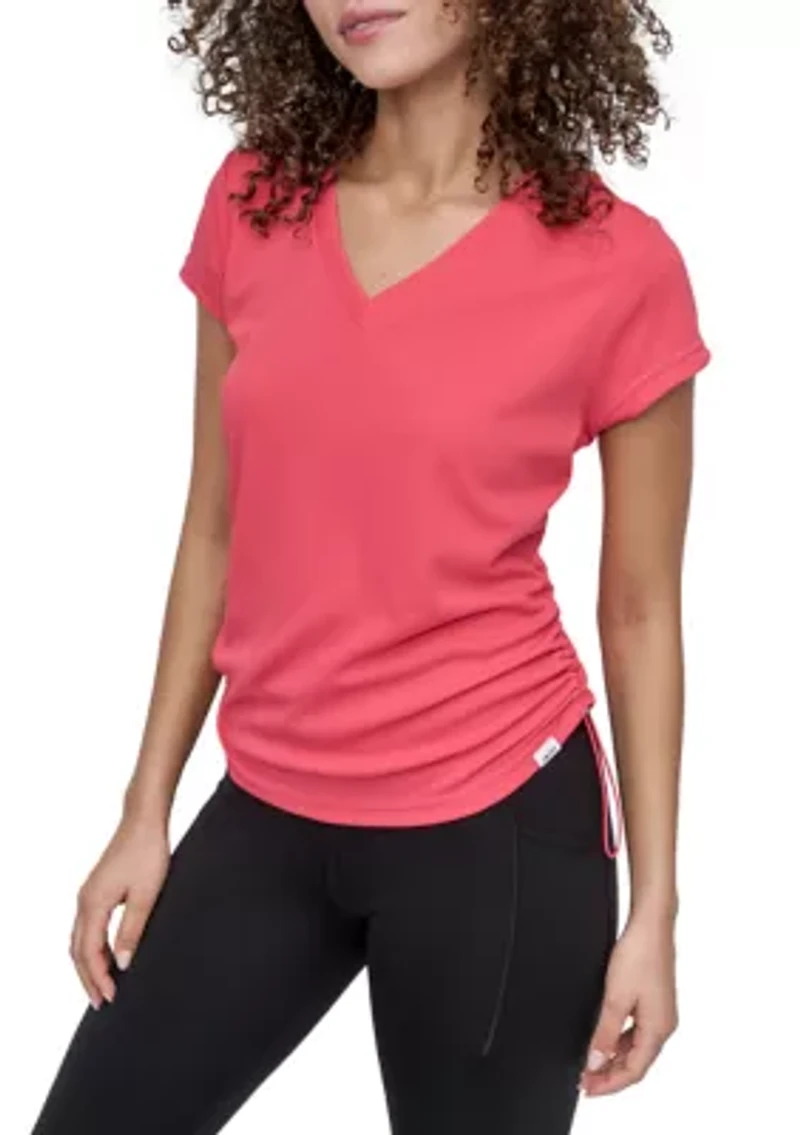 Short Sleeve Tech T-Shirt with Ruched Side Seams