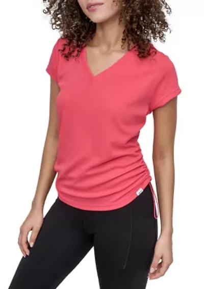 Short Sleeve Tech T-Shirt with Ruched Side Seams