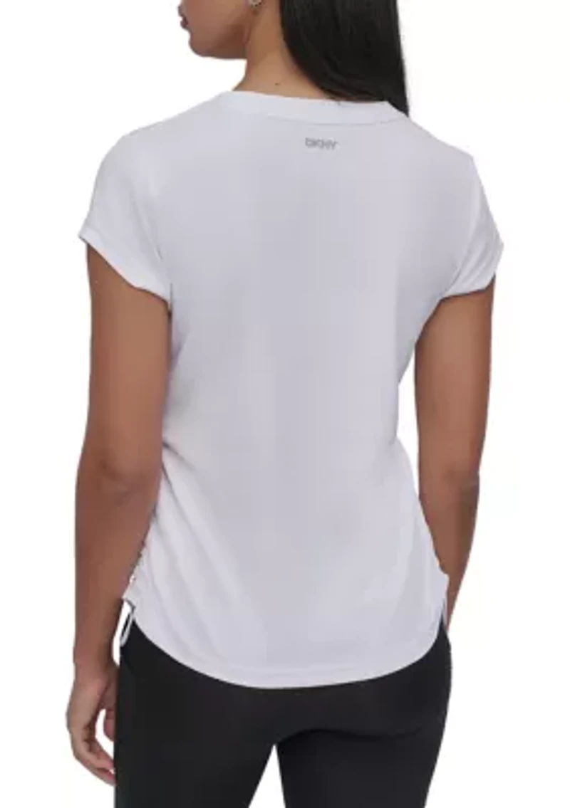 Short Sleeve Tech T-Shirt with Ruched Side Seams