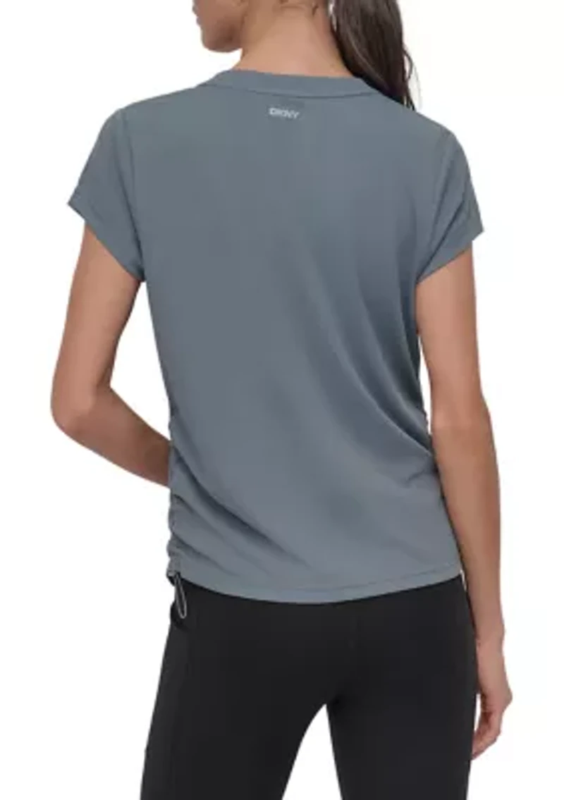 Short Sleeve Tech T-Shirt with Ruched Side Seams