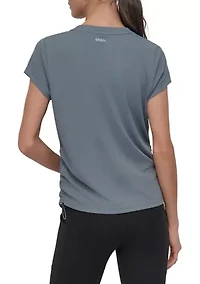Short Sleeve Tech T-Shirt with Ruched Side Seams