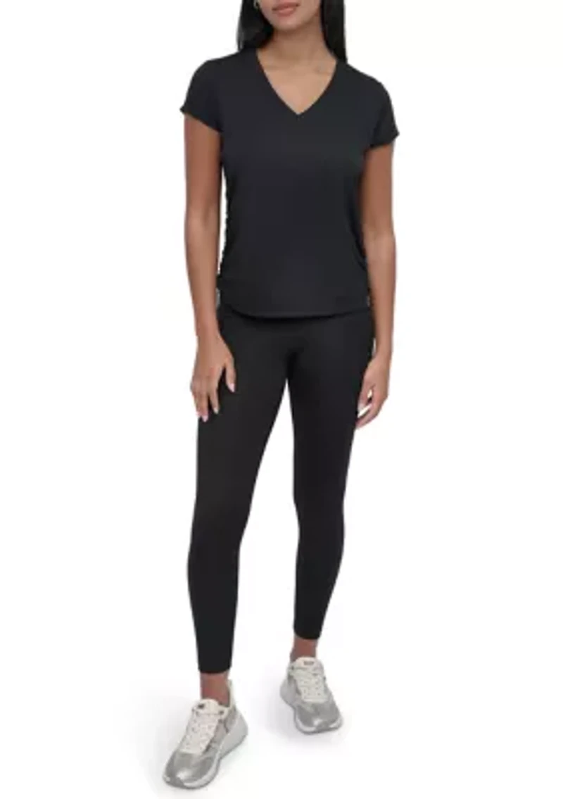 Short Sleeve Tech T-Shirt with Ruched Side Seams