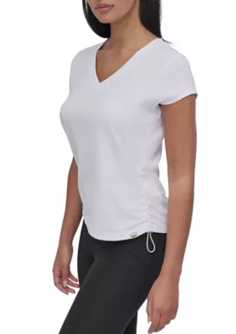 Short Sleeve Tech T-Shirt with Ruched Side Seams