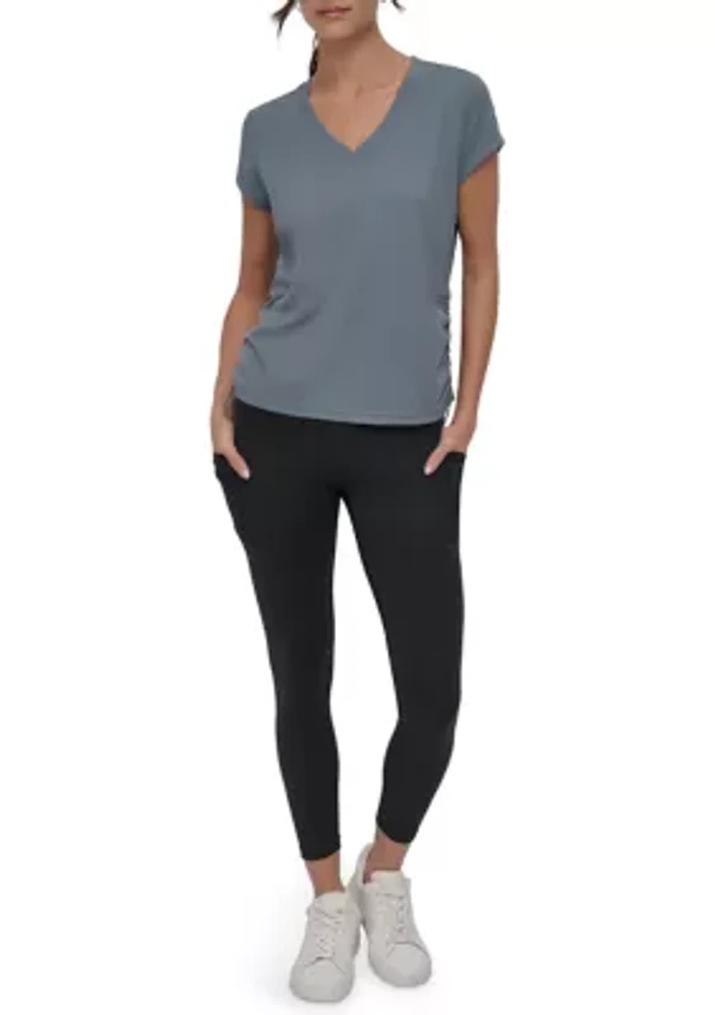 Short Sleeve Tech T-Shirt with Ruched Side Seams