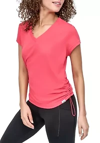Short Sleeve Tech T-Shirt with Ruched Side Seams