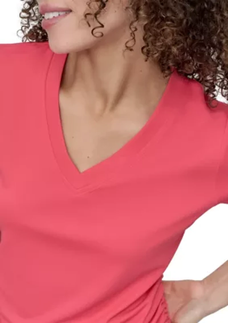 Short Sleeve Tech T-Shirt with Ruched Side Seams