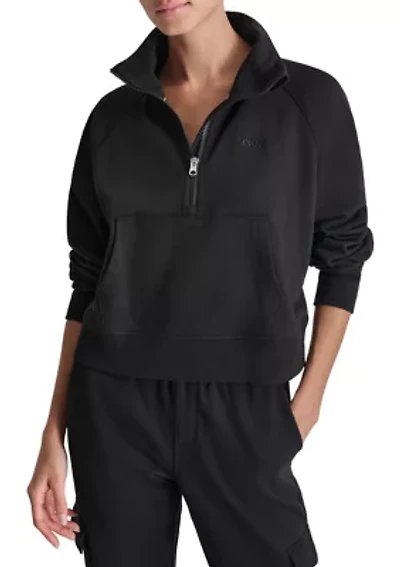 Embroidered Logo Half Zip Pullover with Kanga Pocket