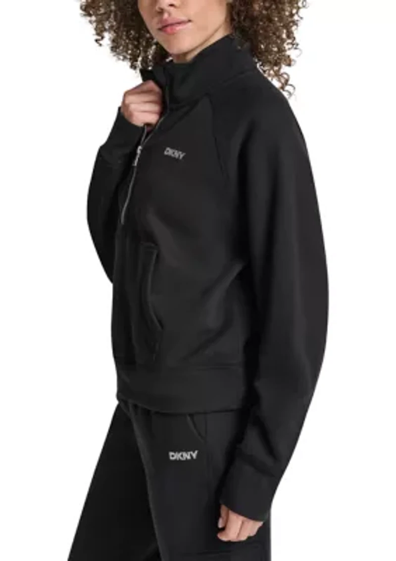 Embroidered Logo Half Zip Pullover with Kanga Pocket