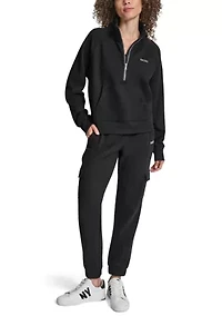 Embroidered Logo Half Zip Pullover with Kanga Pocket