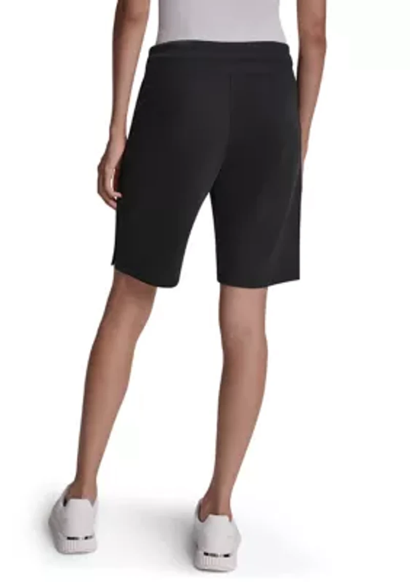 Women's Embroidered Logo Bermuda Shorts with Side Vents