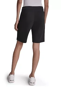 Women's Embroidered Logo Bermuda Shorts with Side Vents