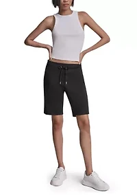 Women's Embroidered Logo Bermuda Shorts with Side Vents