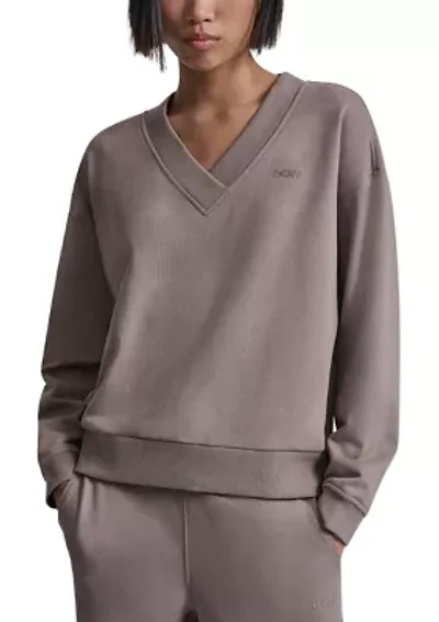 Women's Embroidered Logo V-Neck Sweatshirt