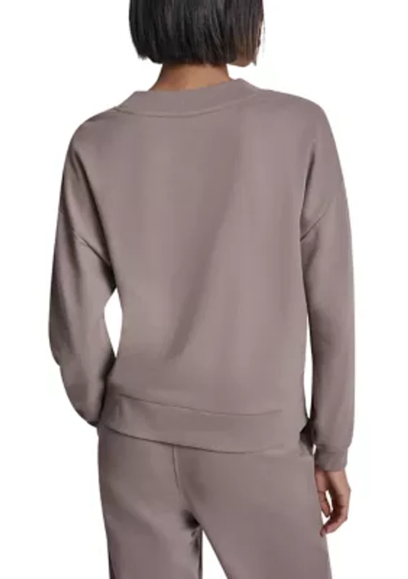 Women's Embroidered Logo V-Neck Sweatshirt