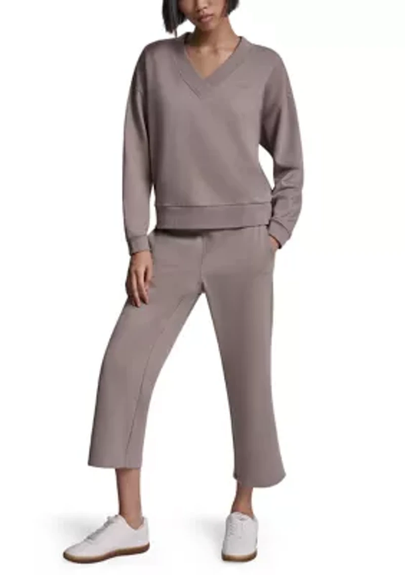 Women's Embroidered Logo V-Neck Sweatshirt