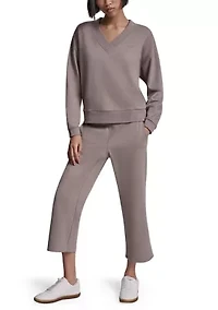 Women's Embroidered Logo V-Neck Sweatshirt