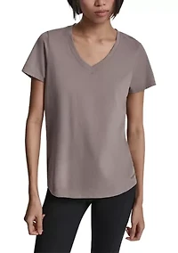 Women's V-Neck T-Shirt with Embroidered Logo