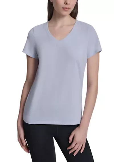Women's V-Neck T-Shirt with Embroidered Logo