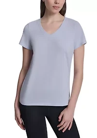 Women's V-Neck T-Shirt with Embroidered Logo